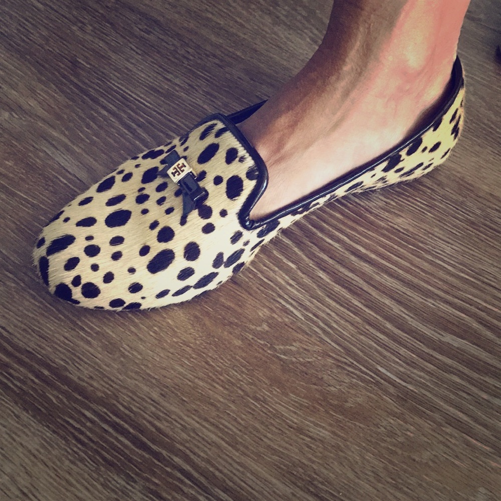 Tory Burch leopard loafers